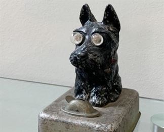 $95 - Rare Antique Scottie Dog Lamp Light Lantern with Light Bulb Eyes (does not currently light up) - 2.75" L x 3.75" W x 4.5" H