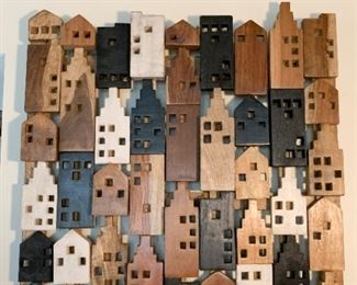 $200 - Wall Art Sculpture - Houses - (from Crate & Barrel, orig. $500) - We have 4 of these - 26.5" L x 29" H x 2.5" Deep