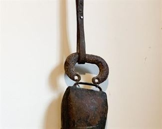 $25 - Old Cow Bell / Dinner Bell on Strap - 16" H including strap