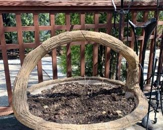 $900 - Large Concrete Faux Bois Basket Garden Planter (very heavy)