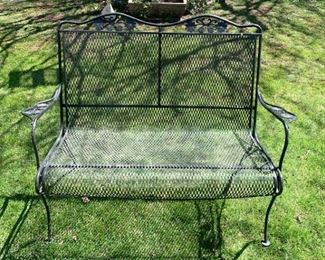 $45 - Black Metal Garden 2-Seat Bench / Settee 