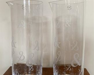 $150 for Pair - Pair of Tiffany Crystal Carafes / Pitchers (with Ampersand Signs)