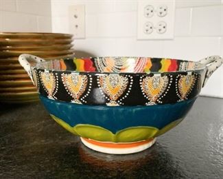 $20 - Colorful Serving Bowl with Handles (from Anthropologie) - 11" Dia x 4.5" H