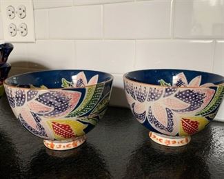 $30 for Set - Large Colorful Bowls (from Anthropologie) - Set of 2- 6" Dia x 4" H