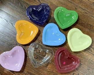 $40 for Set - Colorful Glass Heart Shallow Salad Bowls - Set of 20 (see next pic for more)