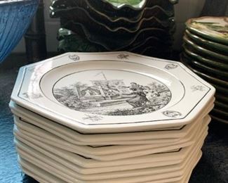 $85 for Set- Salad Plates / Side Plates - Set of 13 (Italy) - 8" Dia.