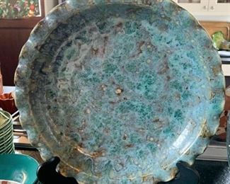 $35 - Handmade Stoneware Pottery Dish / Platter - 15" Dia.