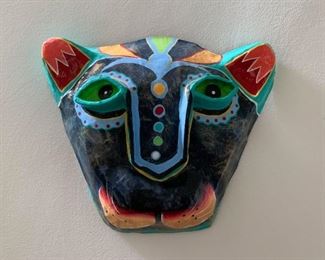 $20 - Paper Mache Leopard Mask / Wall Hanging - 11.5" H