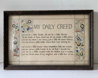 $10 - Framed Prayer "My Daily Creed" - 11.5" L x 7.5" W