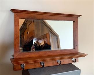 $25 - Wall Mirror with Hooks - 20.25" L x 14" H