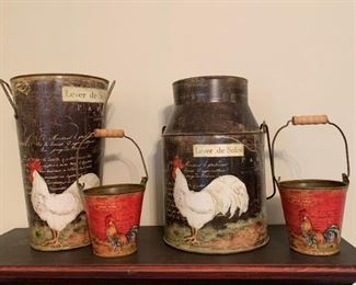 $15 for Lot- Rooster & Hen Tins (Home Decor) - 4 Pieces