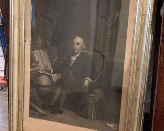 $75 - Framed Artwork / Print (Benjamin Franklin) - 21.5" L x 29" H