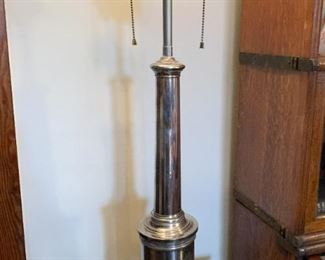 $120 - Antique Silver Plate Table Lamp - Engraved 1860 - 29.25" H