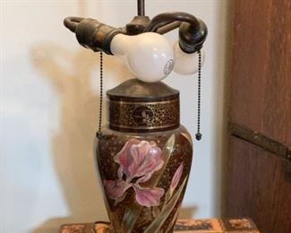 $85 - Antique / Vintage Hand Painted Metal Table Lamp - 19" H