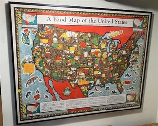 $50 - Framed USA Food Map - 45.25" L x 35.25" H