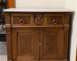 $95 - Victorian Cabinet with Marble Top - 30.5" L x 15.5" W x 30.5" H