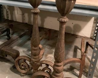 $60 - Tall Antique Iron Fireplace Andirons 