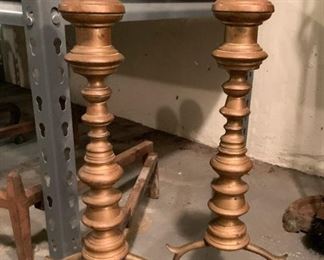 $75 - Antique Brass Federal Style Fireplace Andirons