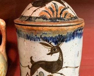$45 - Pottery Jar with Deer - 9.5" H
