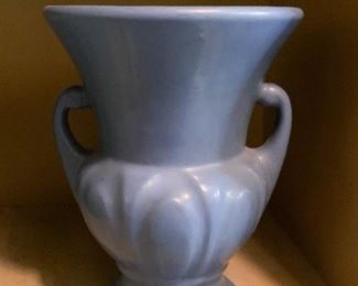 $15 - Vintage Blue Matte Pottery Vase (no maker's mark) - 8" H