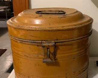 $50 - Antique Tin Box with Latch, Domed Lid (Mustard Color)