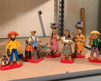 $30 for Lot - Set of 5 Mexican Folk Art Clay Figurines 