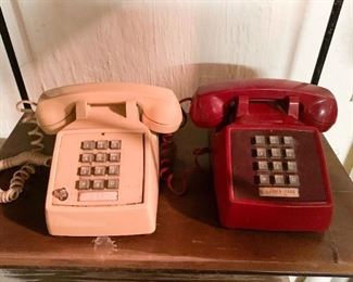 $20 for Lot - Set of 2 Vintage Telephones (Beige & Red)