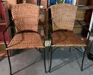 $40 for Set - Pair of Wicker & Iron Chairs
