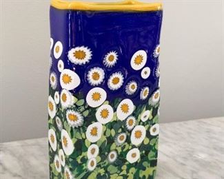 $45 - Handmade Art Glass Vase -  7" H