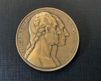 $15 - Vintage Medallion / Medal / Medallic Art (Washington / Layfayette) - 1.75" Dia