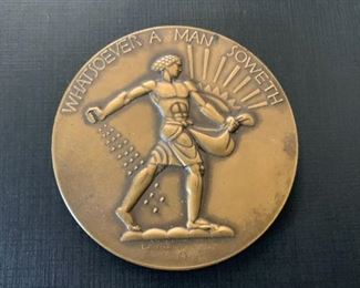 $20 - Vintage Medallion / Medal / Medallic Art (Whatsoever a Man Soweth) - 2.75" Dia