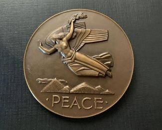 $20 - Vintage Medallion / Medal / Medallic Art (Peace, 1936) - 2.75" Dia