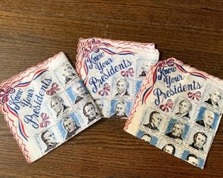 $14 for Lot - Vintage Political Hankies - Know Your Presidents (Set of 3)