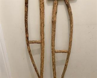 $50 - 2 Primitive Crutches Made from Branches (2 different sizes) - one is 48.5" H, the other is 44" h 
