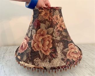 $35 - Floral Lamp Shade, Beaded Edge - 18.5" Dia x 12" H