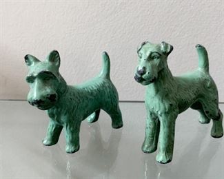 $12 - 2 Painted Iron Dog Miniatures / Figurines