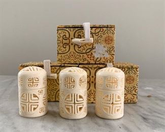 $45 - Lot of 3 Chinese Miniature Containers with Presentation Boxes (approx 2" H)