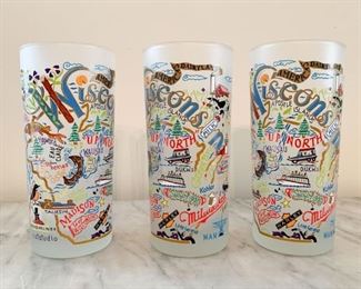 $18 - Set of 3, Souvenir Frosted Glass Set - Wisconsin (by Catstudio)