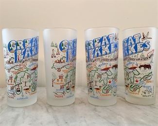 $24 - Set of 4, Souvenir Frosted Glass Set - Great Lakes (by Catstudio)