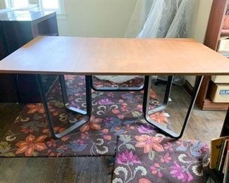 $250 - Drop Leaf / Gate Leg Table - Metal Base, Wood Top (scratches on wood top)