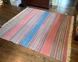 $85 -Striped Flat Weave Rug - 77" L x 73" W
