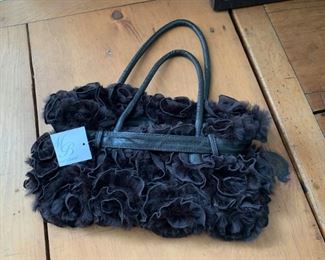 $40 - Ruffled Handbag / Purse by Martine et Bonal