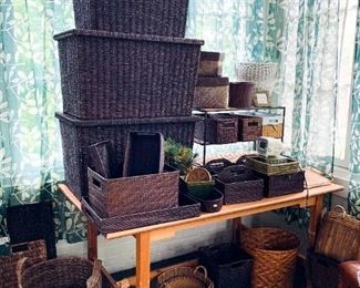 Baskets, Wood Table - Not available for online purchase.  Please make an appointment.