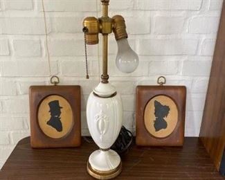 Item #72:   2 Vintage Lamp & 2 Silhouettes                     $25