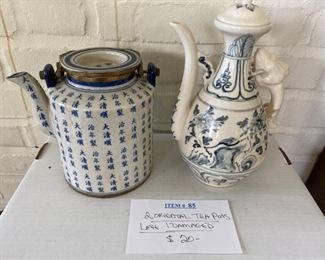 Item #85:   2 Oriental Tea Pots - AS IS                               $20