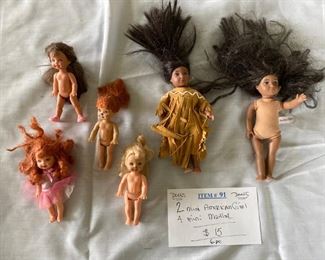 Item #91:   Mini Dolls - 2 American Girl - 4 Mattel       $15