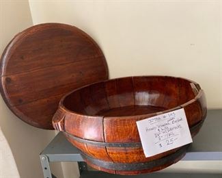 Item #145:   Round Wooden Slatted Basket               $25