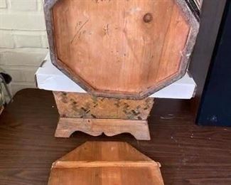 # 189		Octagon Oriental Wooden Barrell/Box		11" x 18" - 4 Scenes - Some Chips	                       $75
