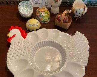 # 	232		Egg Lot - 6 Pc. 		Plate, Cup, eggs	$8
