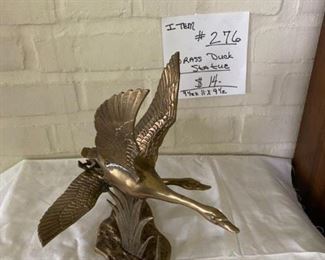 #276	Brass Duck Statue -  9 1/2" x 11" x 9 1/2"	      $14
